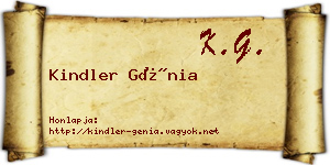 Kindler Génia névjegykártya